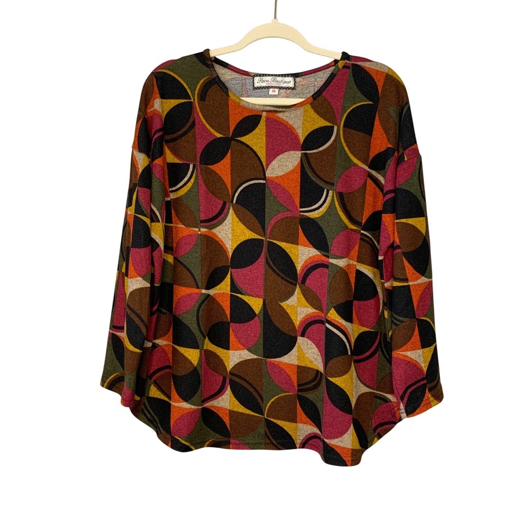 Paco Boutique Clothing Company Geometric‎ Print Long Sleeve Top Womens Size 16